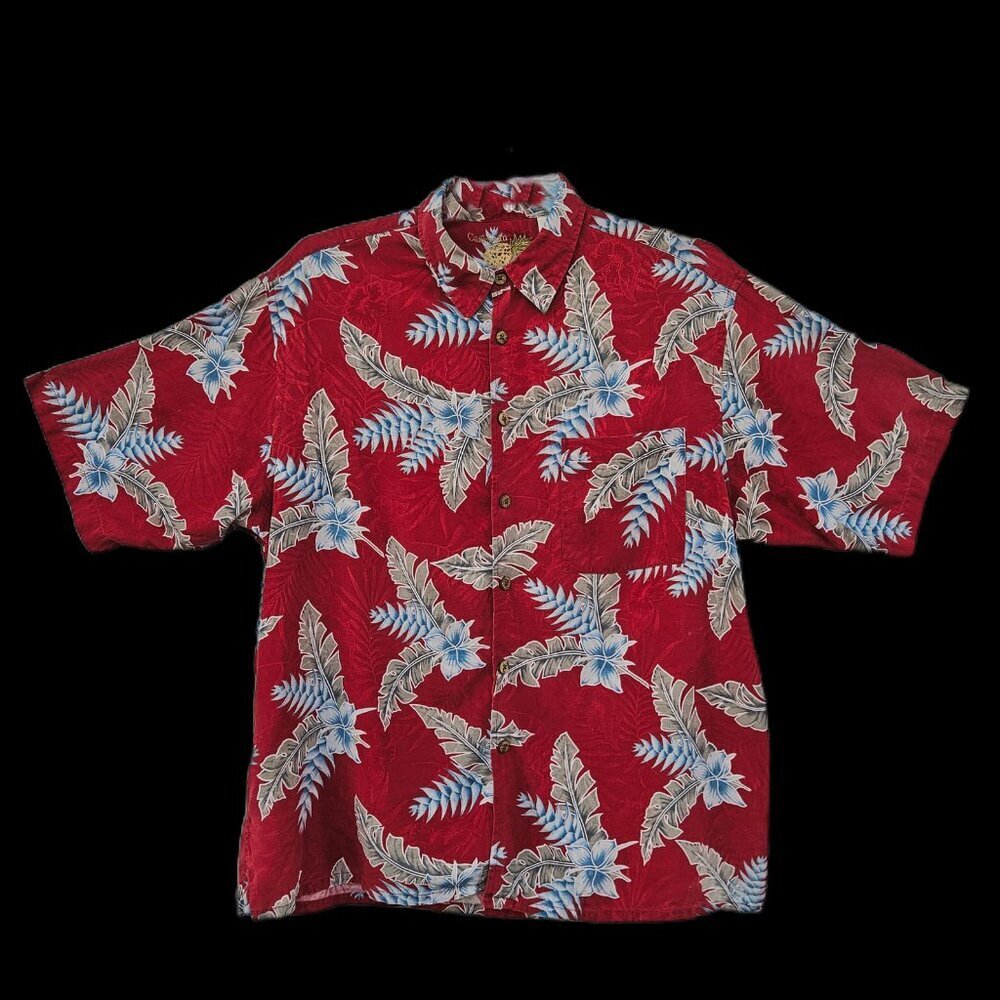 Caribbean Hawaiian Pineapple 100% Silk Men's Short Sleeve Shirt - XL